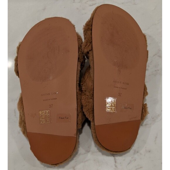 Women's ANINE BING Lizzie Faux Fur Slide in Camel Size 37 (US 7) WORN ONCE! - Picture 7 of 10